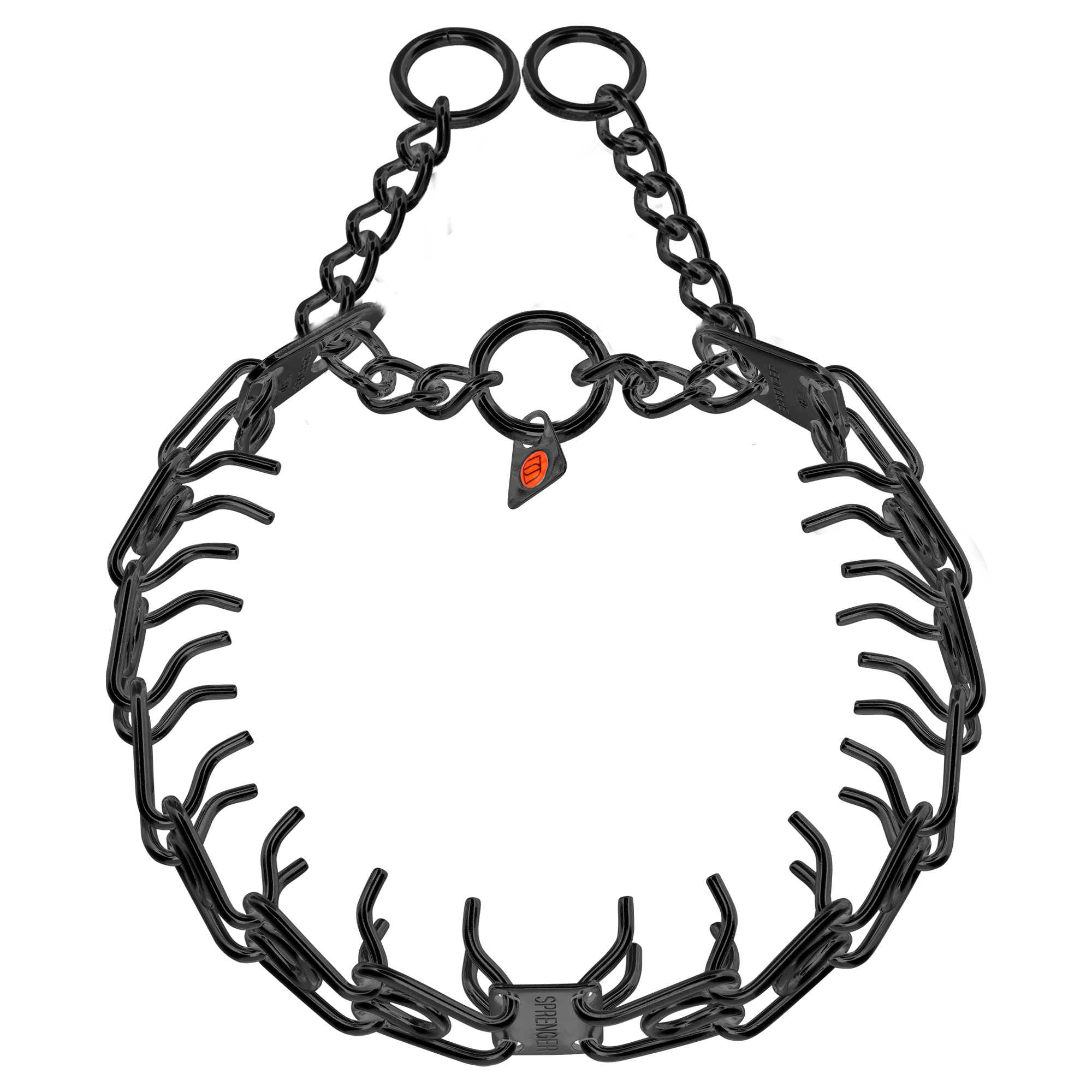 ULTRA-PLUS Easy On Training Collar with Center-Plate & Assembly Chain - Stainless Steel Black 3.0 mm Short Version