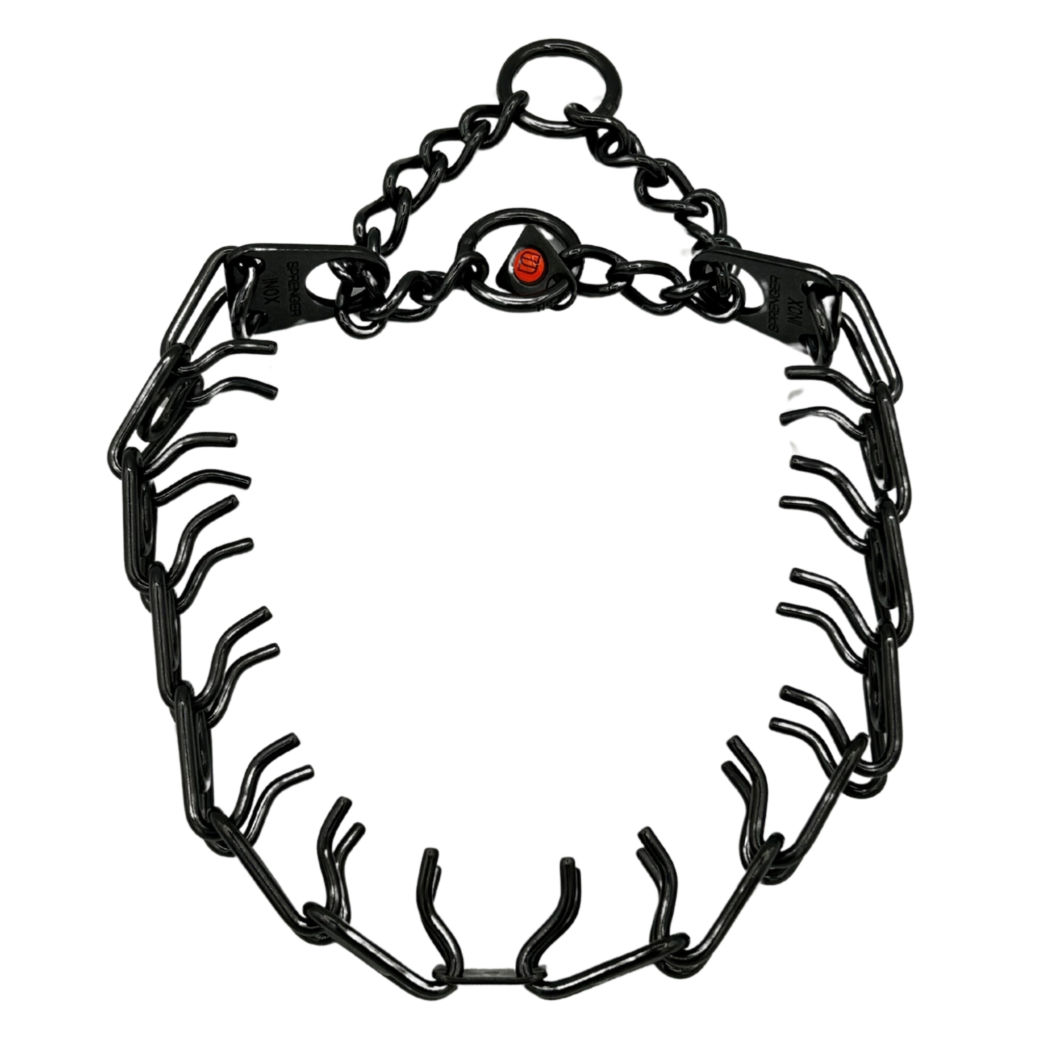 ULTRA-PLUS Training Collar with Center-Plate, Assembly Chain, 2 rings - Stainless steel black (3.0mm Short Version)