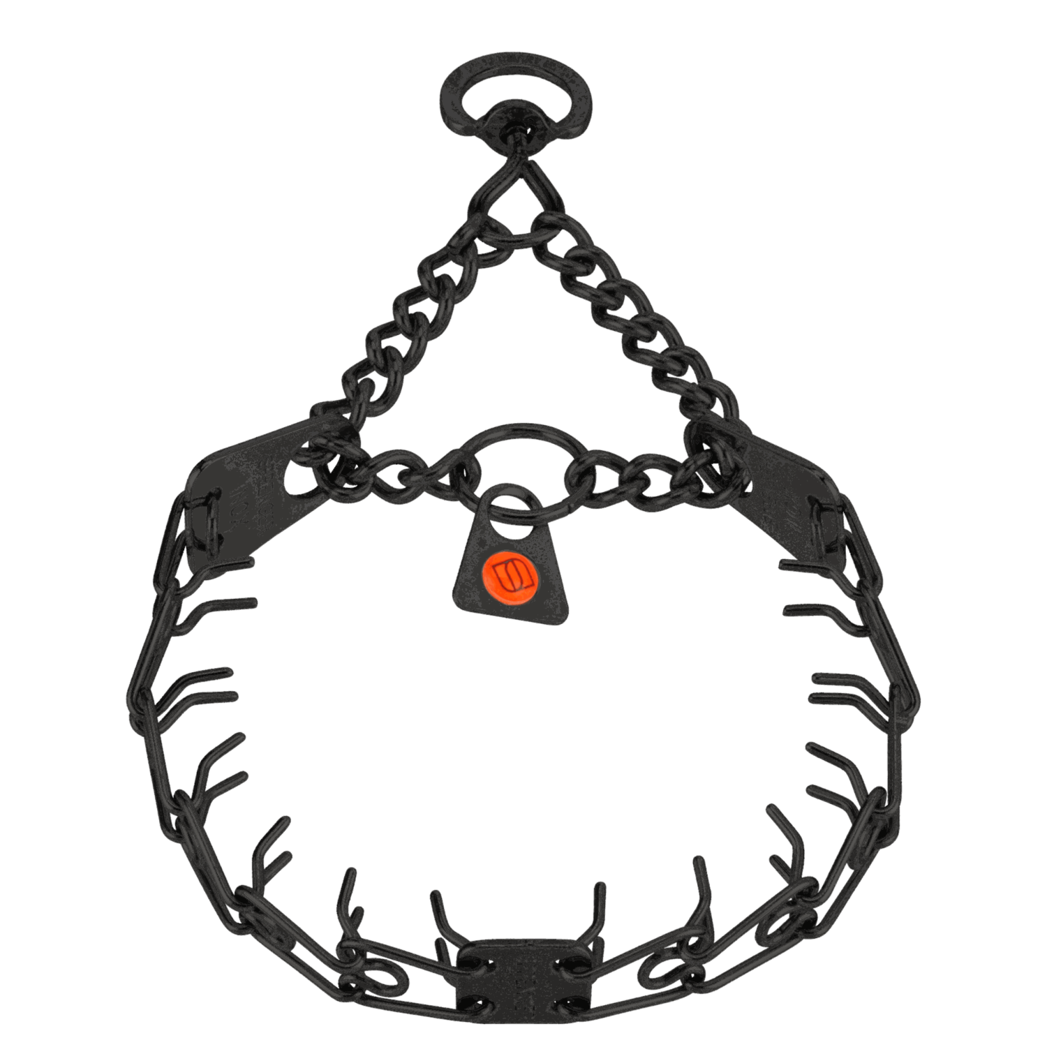 Micro-Plus Training Collar with Center-Plate, Assembly Chain, Swivel & Ring - Stainless Steel Black