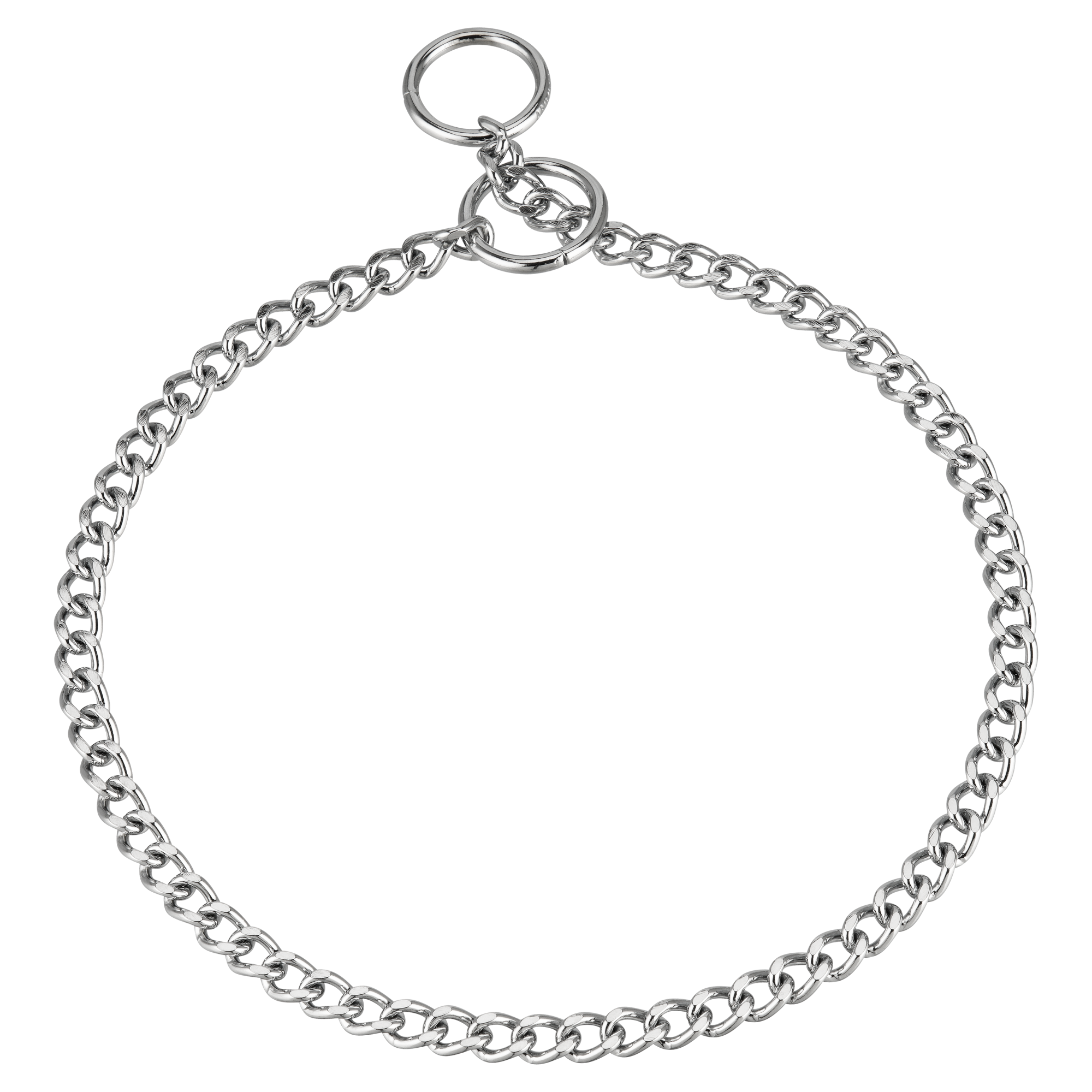 Flat Polished Chain Link Collar - Steel chrome-plated, 2mm Wire Gauge