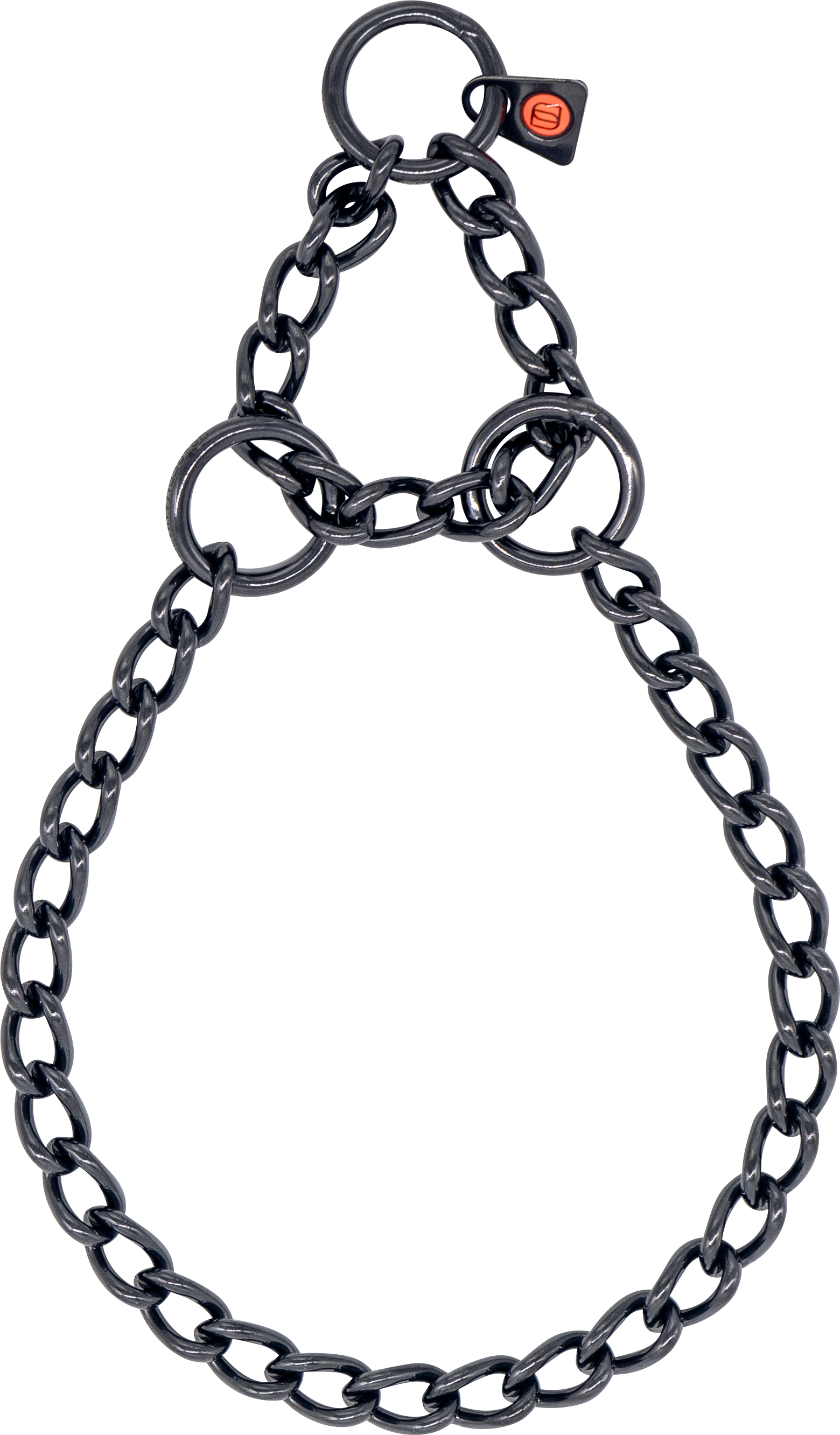 Round Link Chain Collar with Assembly Chain - Stainless Steel Black, 3mm Wire Gauge