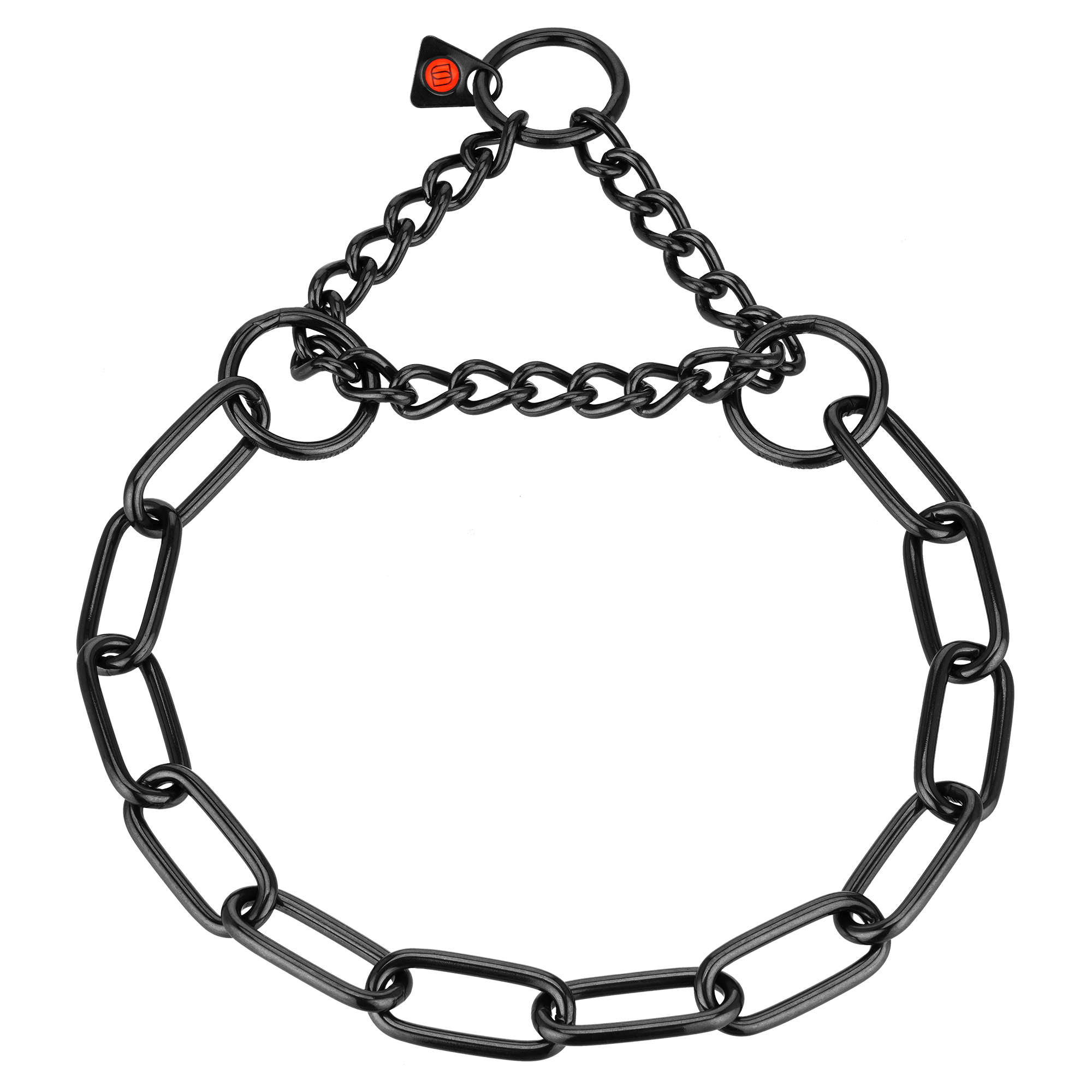 Long Link Chain Collar with Assembly Chain - Stainless Steel Black, 4mm Wire Gauge