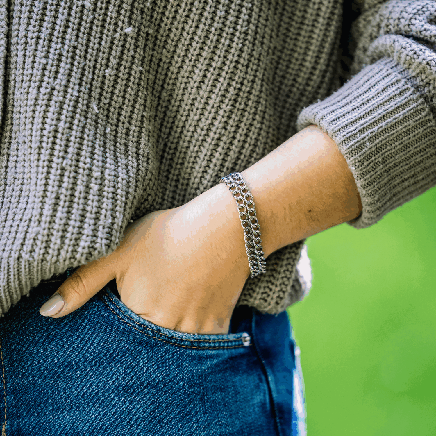 Womens Twin Row Chain Bracelet