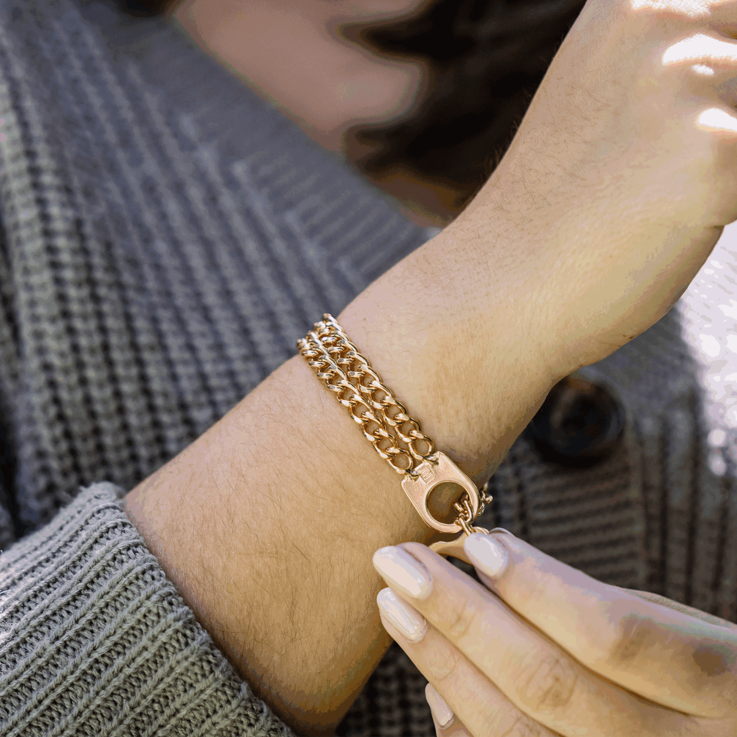 Womens Twin Row Chain Bracelet