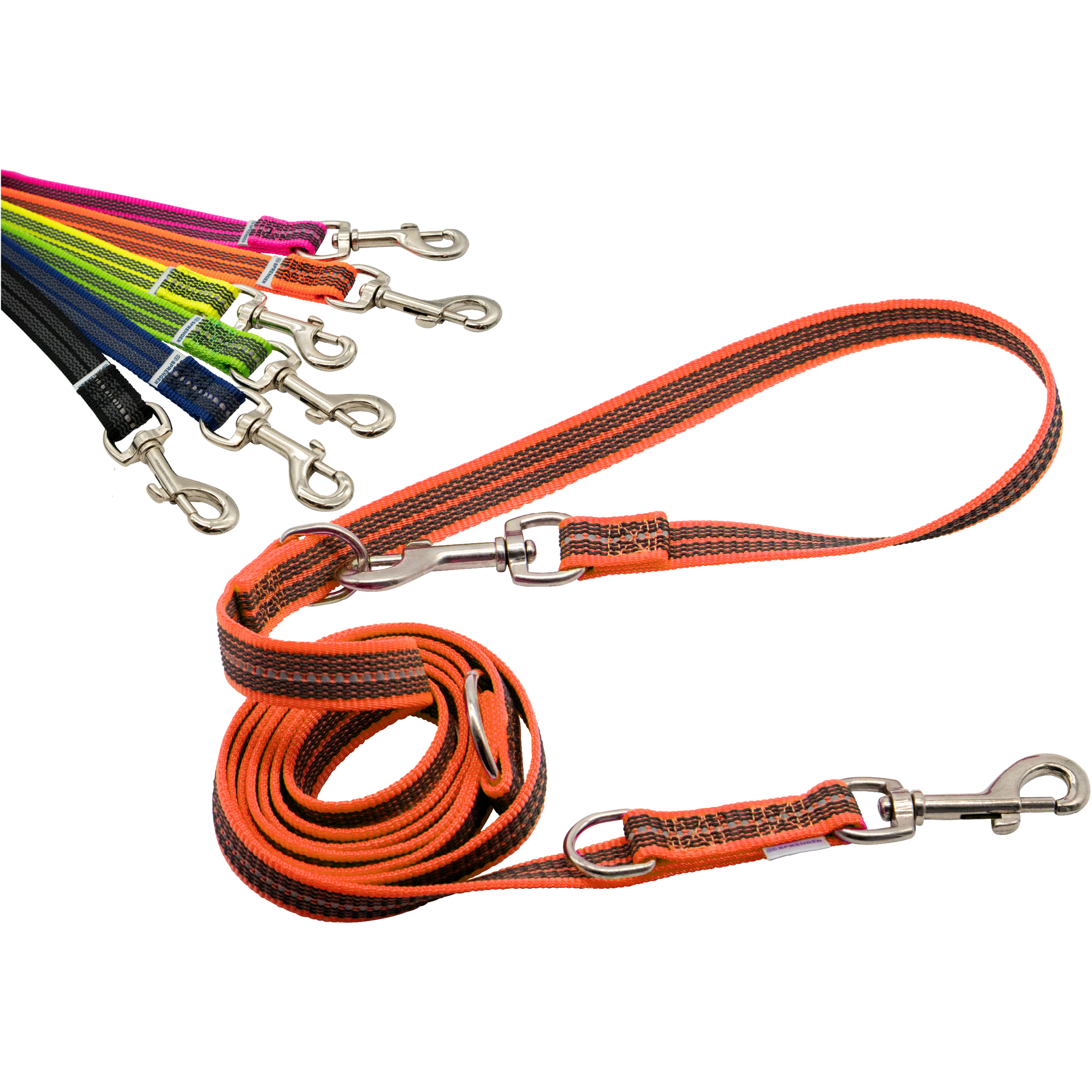 Rubberized Nylon Leash with 3-Fold Adjustability
