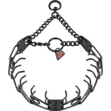 ULTRA-PLUS Training Collar with Center Plate, Assembly Chain, and Swivel Ring - Stainless Steel Black