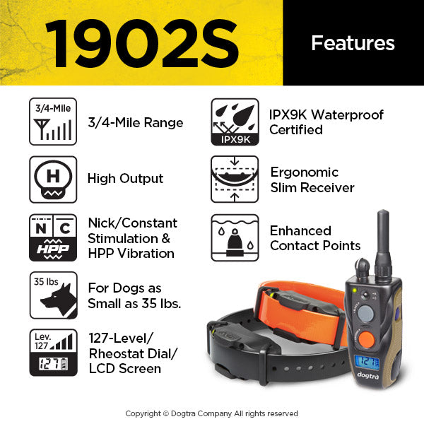 DOGTRA 1902S E Collar Remote Training System (High output with 3/4 mile range)