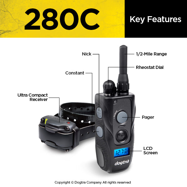 DOGTRA 280C E Collar Remote Training System (Medium output with 1/2 mile range)