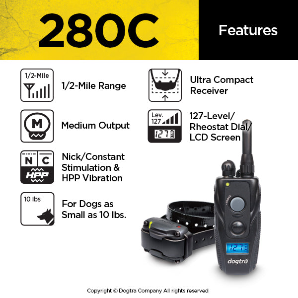 DOGTRA 280C E Collar Remote Training System (Medium output with 1/2 mile range)