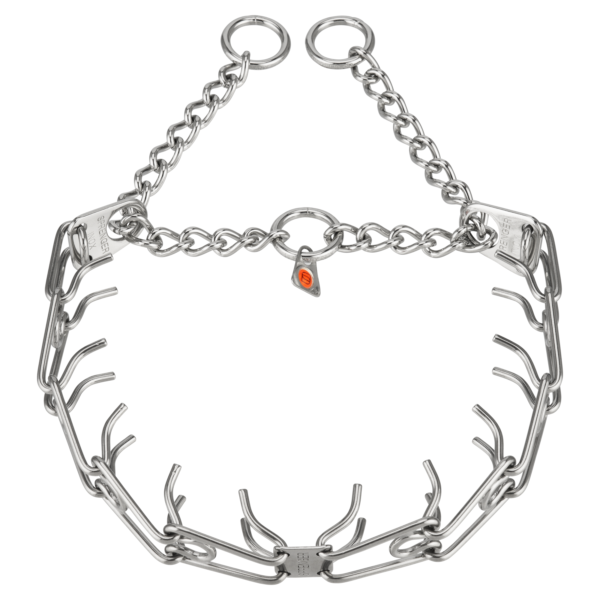 ULTRA-PLUS Easy On Training Collar with Center-Plate & Assembly Chain - Steel Chrome-Plated