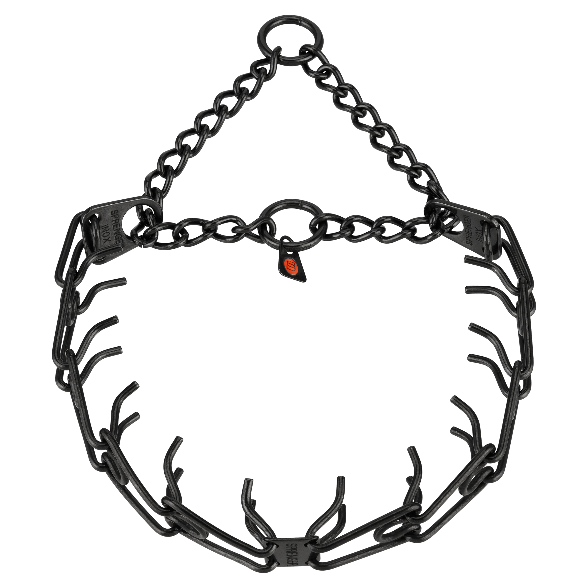 ULTRA-PLUS Training collar with Center-Plate & Assembly Chain - Stainless Steel Black