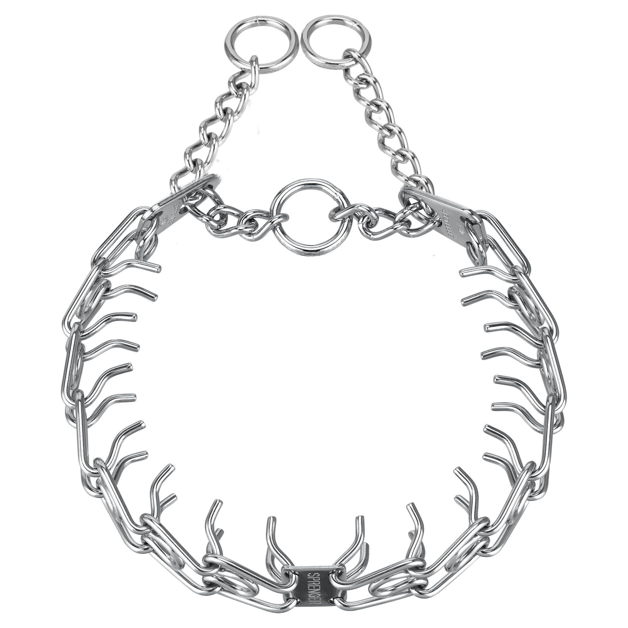 ULTRA-PLUS Easy On Training Collar with Center-Plate & Assembly Chain - Steel Chrome-Plated 3.0 mm Short Version