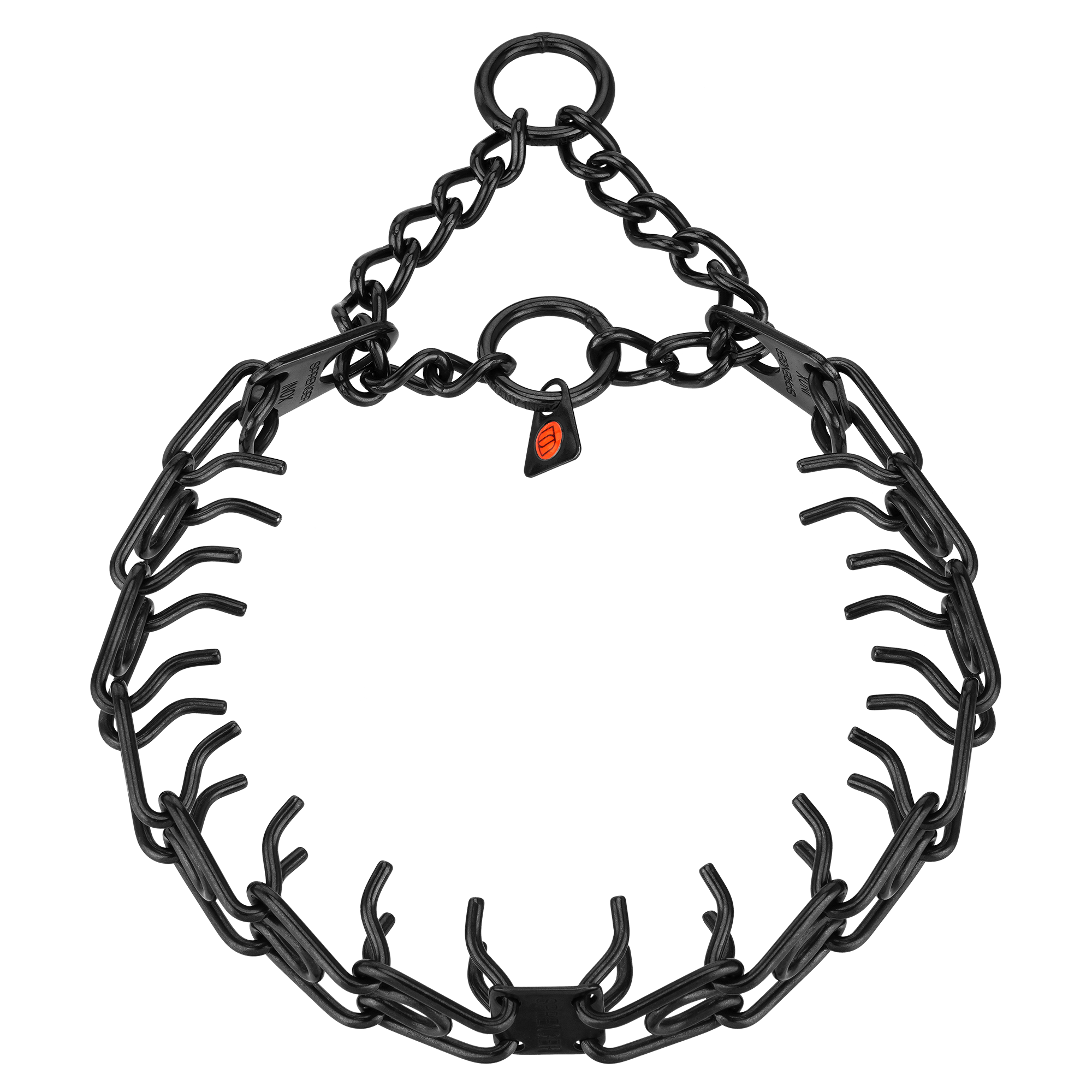 ULTRA-PLUS Training Collar with Center-Plate, Assembly Chain, 2 rings - Stainless steel black (3.0mm Short Version)