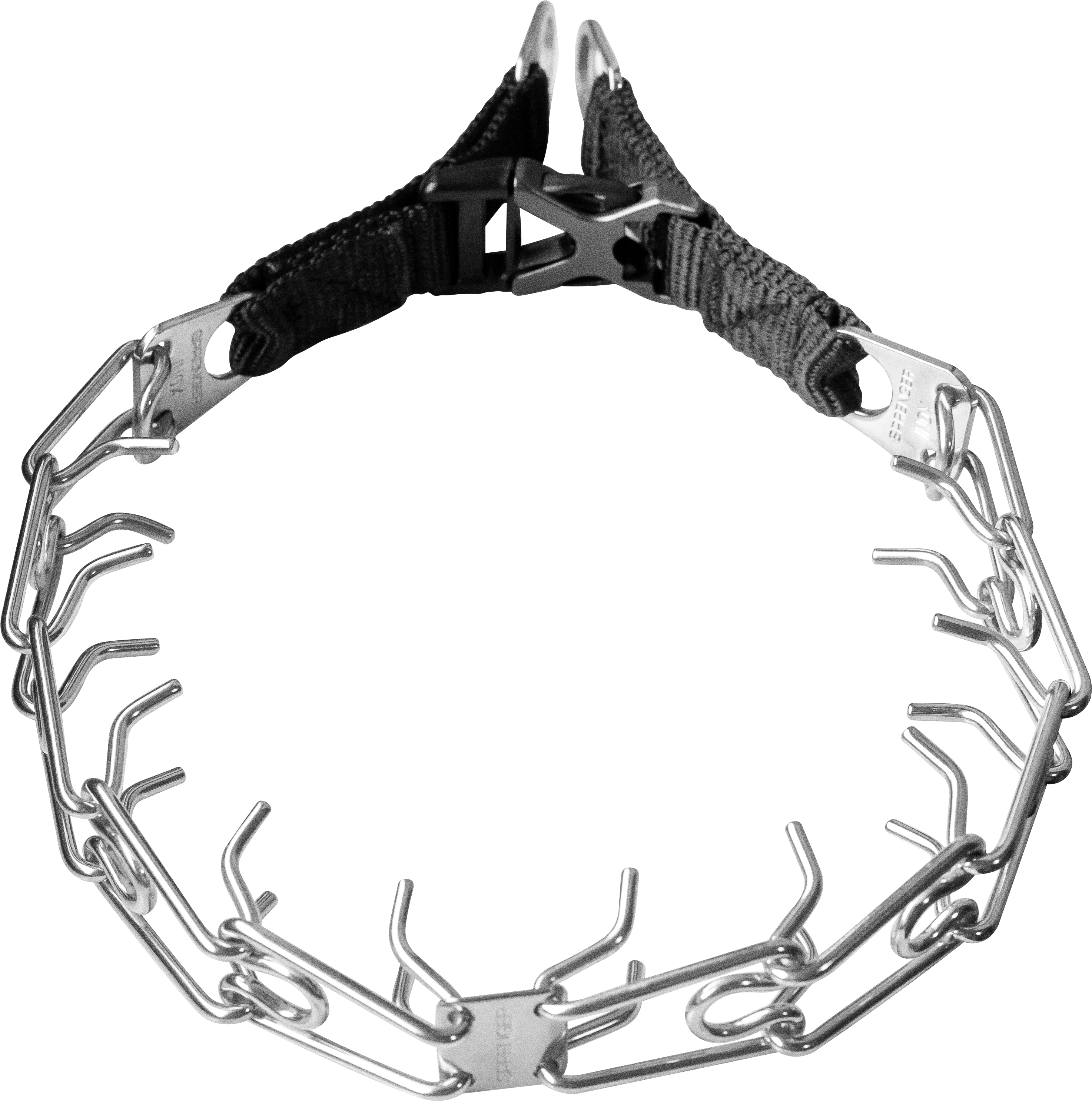 ULTRA-PLUS Training Prong Collar with Center-Plate & Spyder Buckle - Stainless Steel