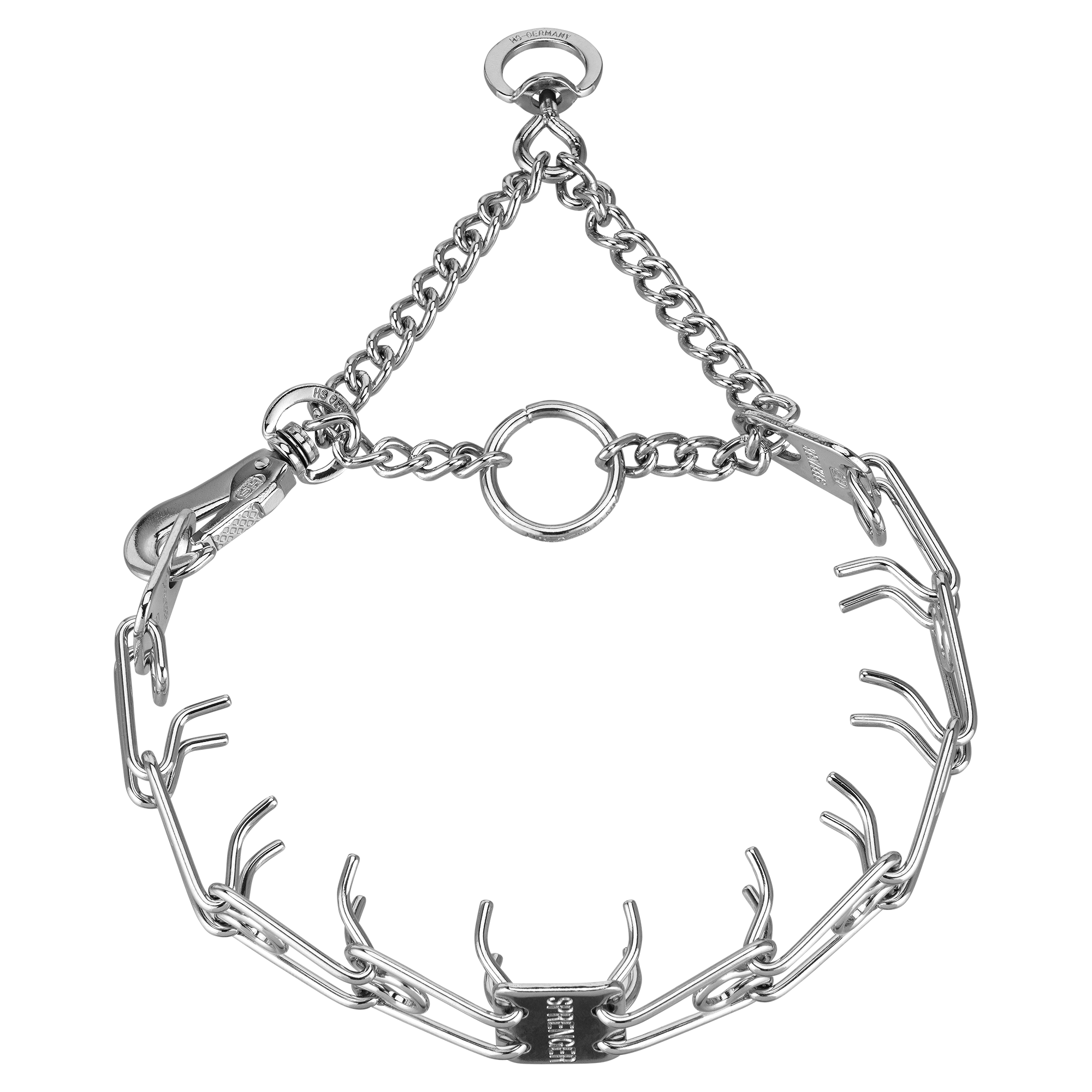 ULTRA-PLUS Training Prong Collar with Center-Plate, Assembly Chain & SPRENGER Hook (Steel Chrome-Plated)