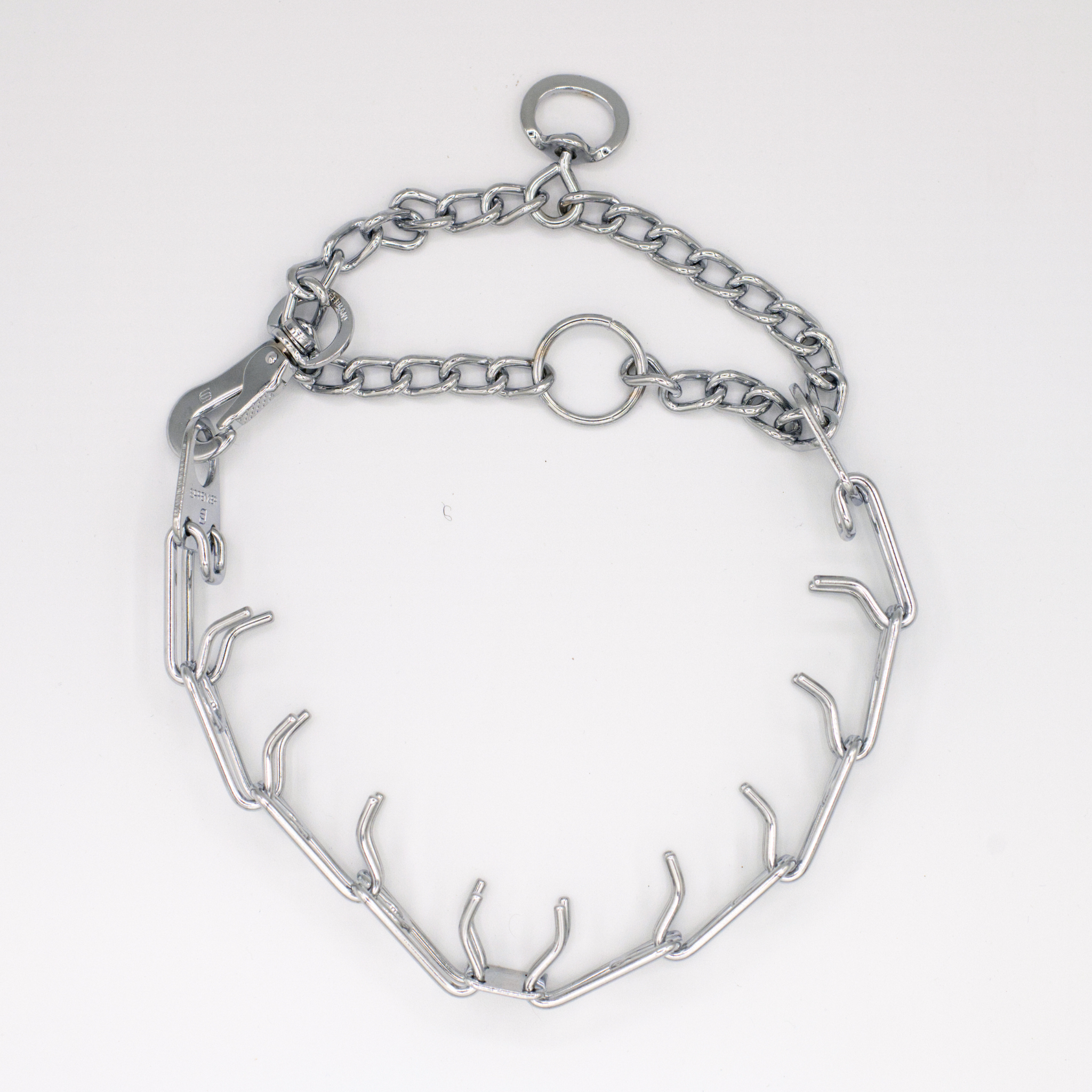 ULTRA-PLUS Training Prong Collar with Center-Plate, Assembly Chain & SPRENGER Hook (Steel Chrome-Plated)