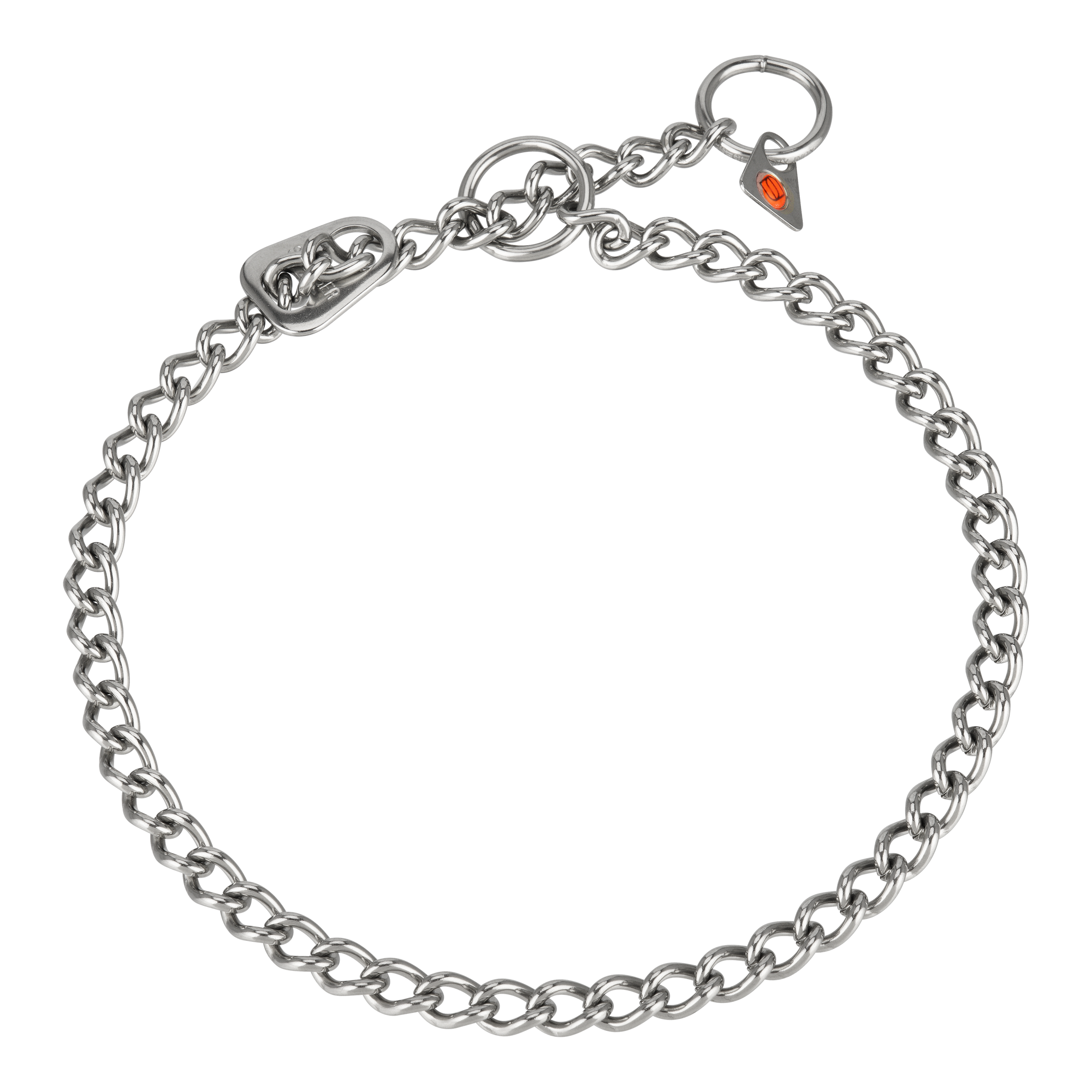 Round Chain Link Collar with ULTRA-Plate (Stainless Steel) - 2.5mm