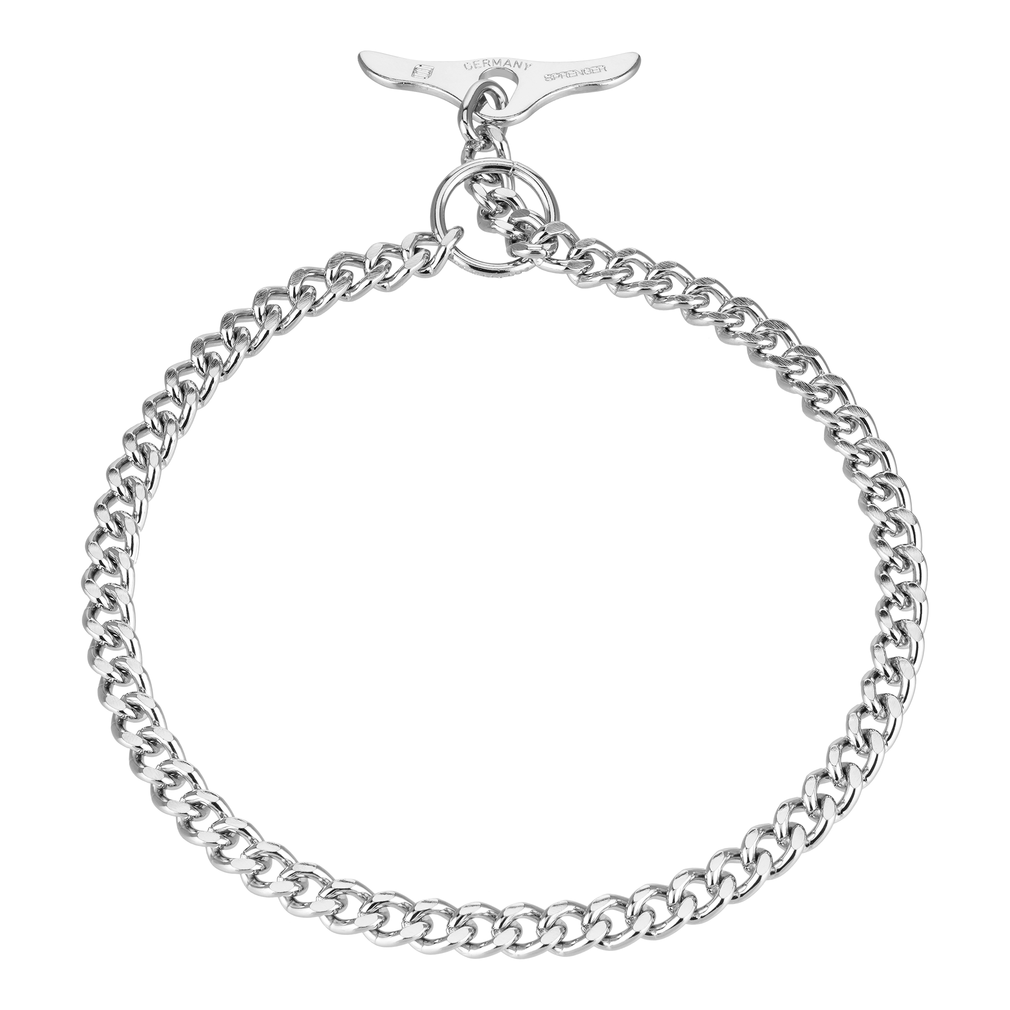 Flat Narrow Chain Link Collar with Toggle (Steel Chrome-Plated) - 3mm