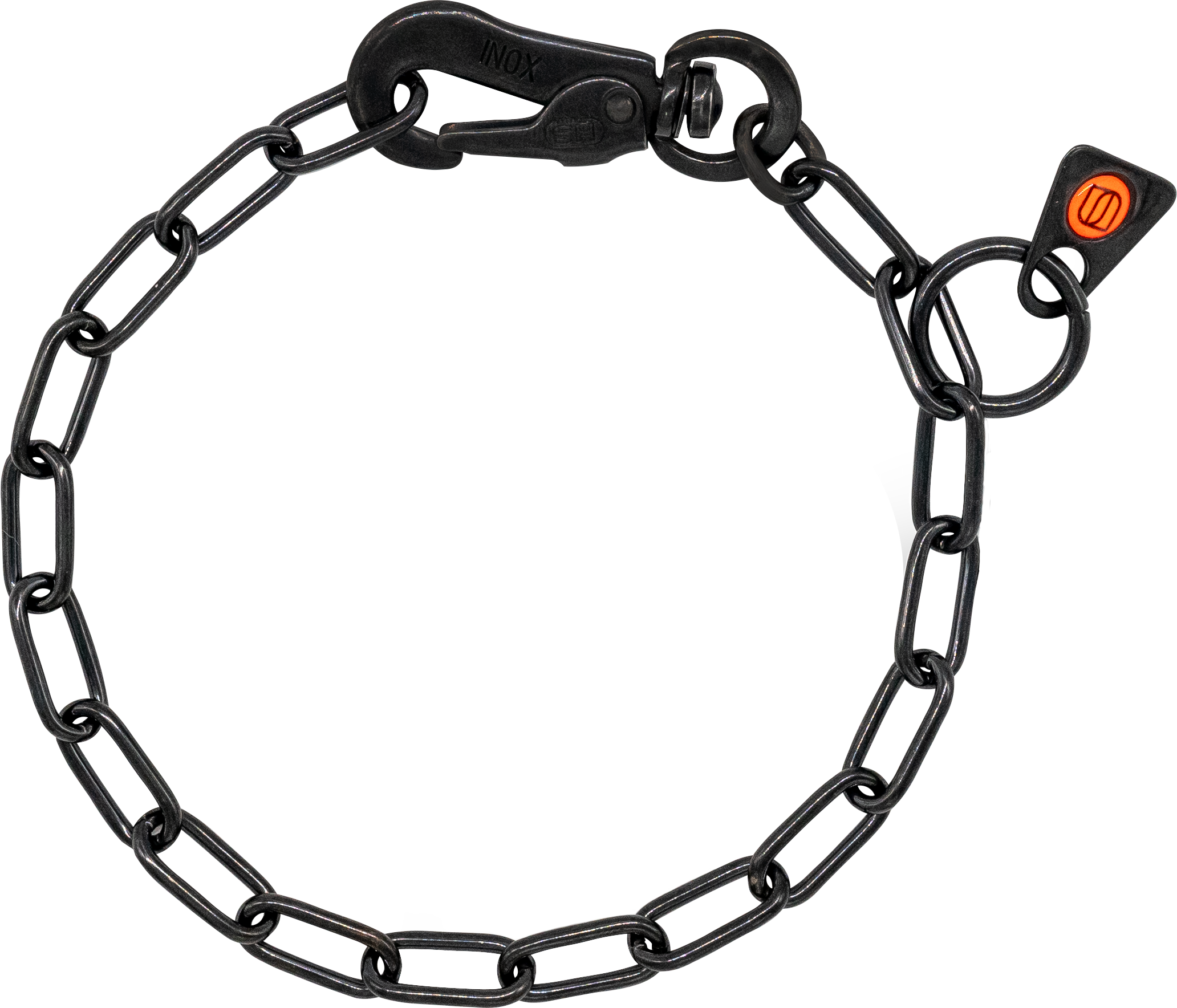 Adjustable Chain Collar with SPRENGER Hook - Stainless Steel Black, 2.0mm Wire Gauge