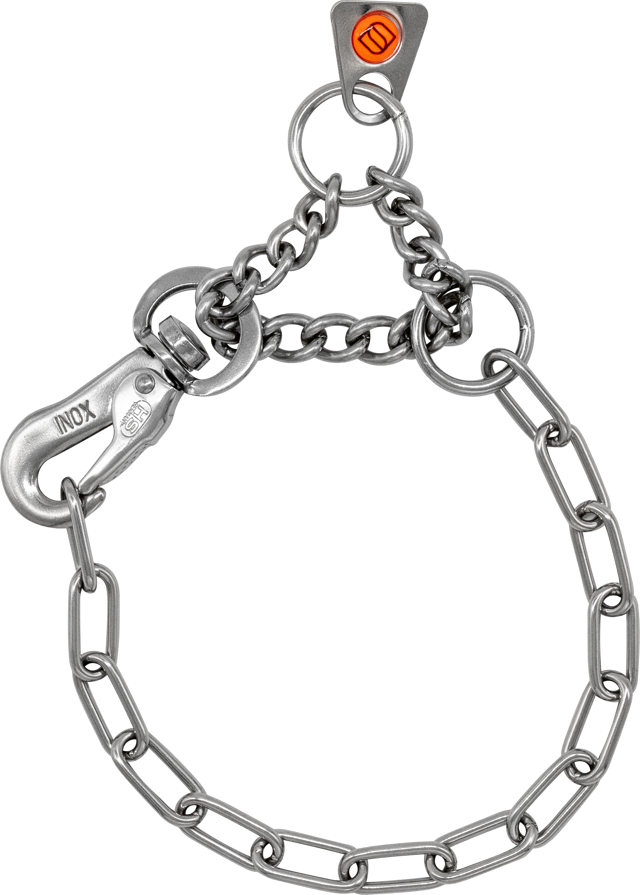 Adjustable Chain Collar with SPRENGER Hook & Assembly Chain - Stainless Steel, 2.0mm Wire Gauge