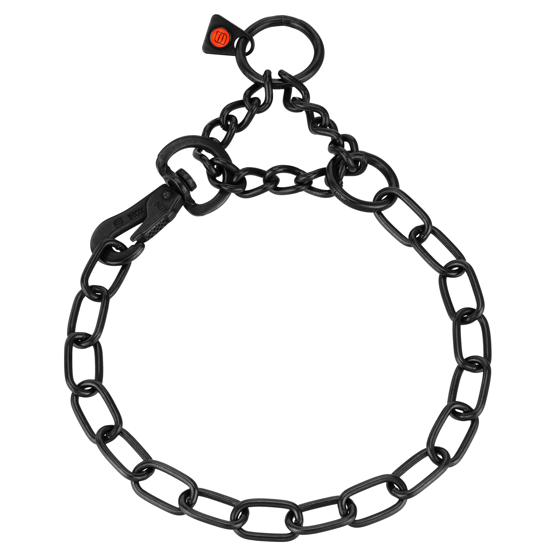 Adjustable Medium Link Chain Collar - Stainless Steel Black, 3mm Wire