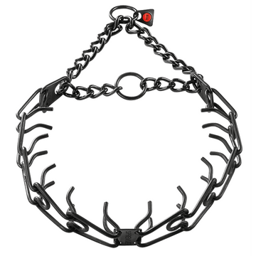 ULTRA-PLUS Training collar with Center-Plate & Assembly Chain - Stainless Steel Black