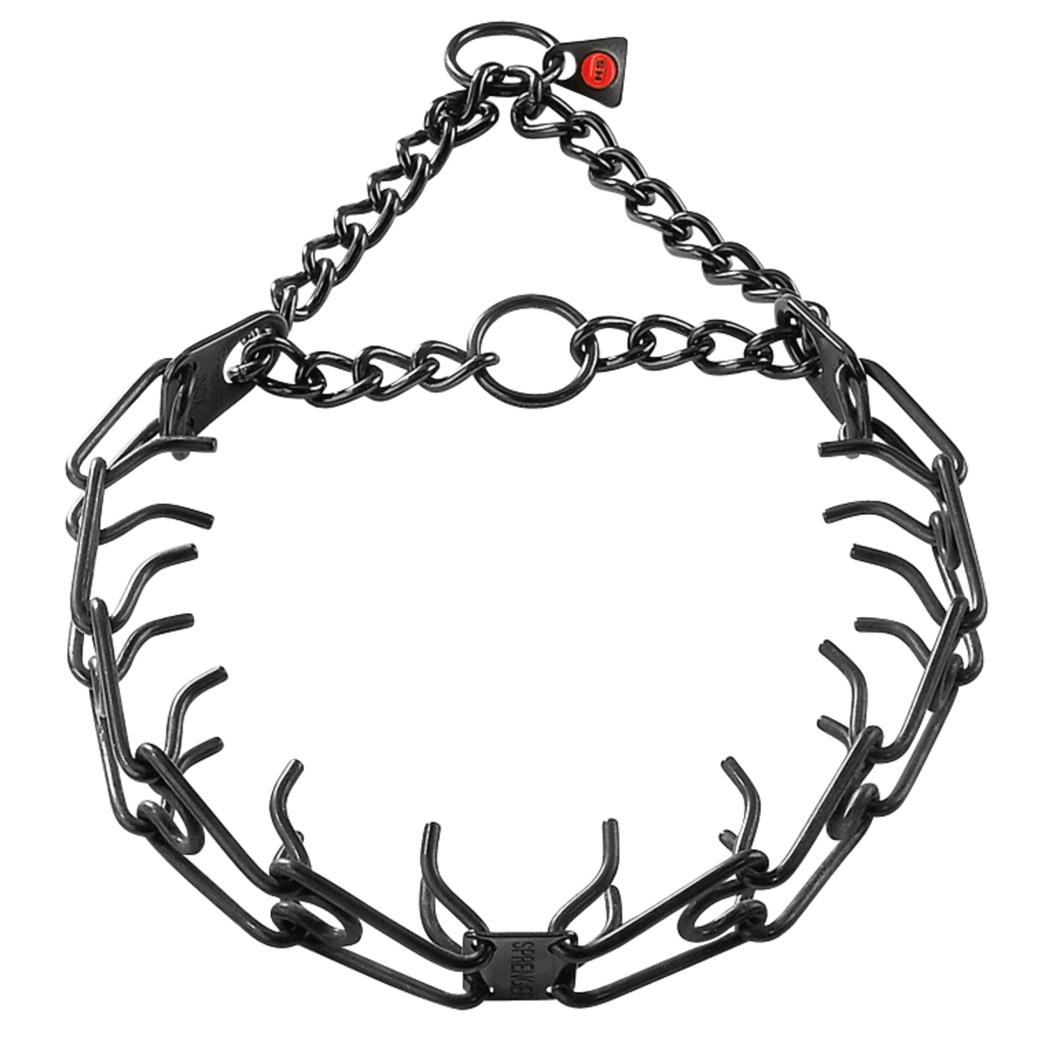 ULTRA-PLUS Training collar with Center-Plate & Assembly Chain - Stainless Steel Black