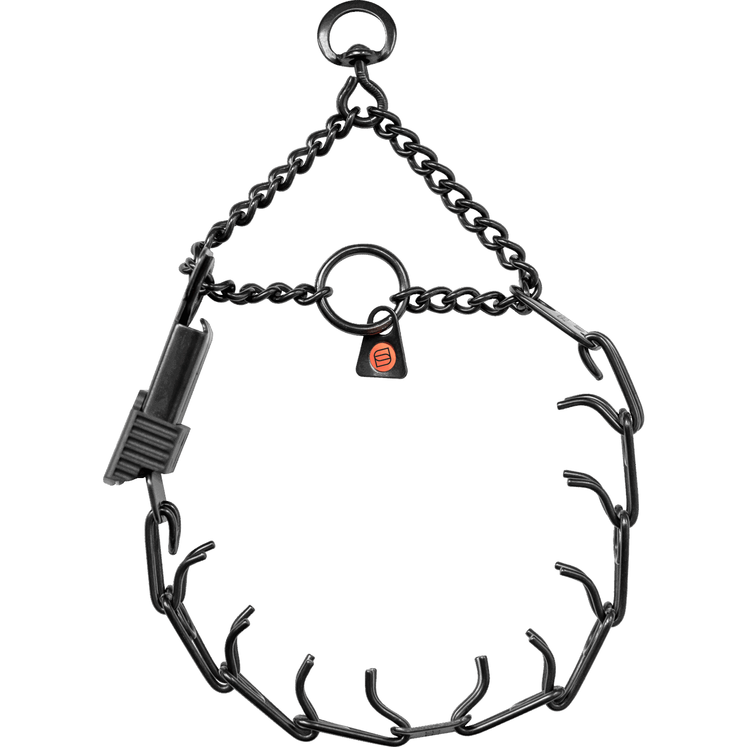 ULTRA-PLUS Training Collar with Center-Plate, Assembly Chain, and ClicLock - Stainless Steel Black