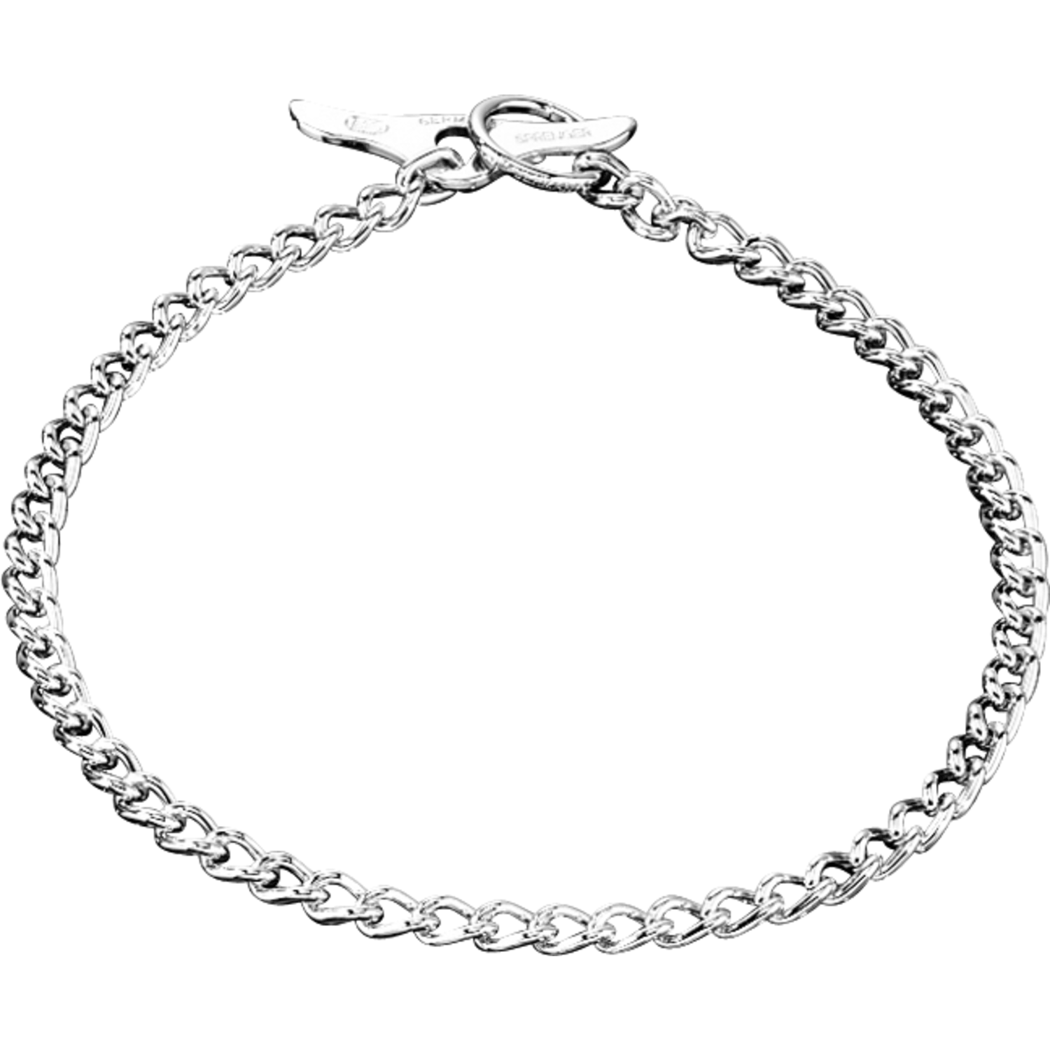 Round Chain Link Collar with Toggle (Steel Chrome-Plated) - 2.5mm Wire Gauge