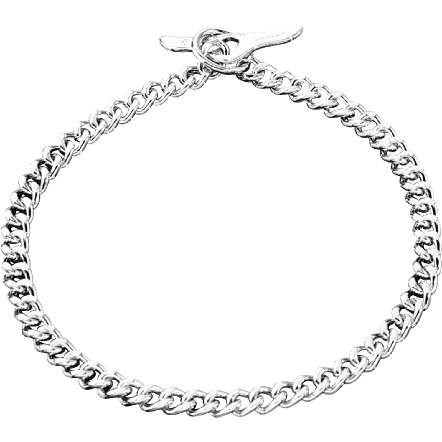 Flat Narrow Chain Link Collar (Steel Chrome-Plated) - 3mm