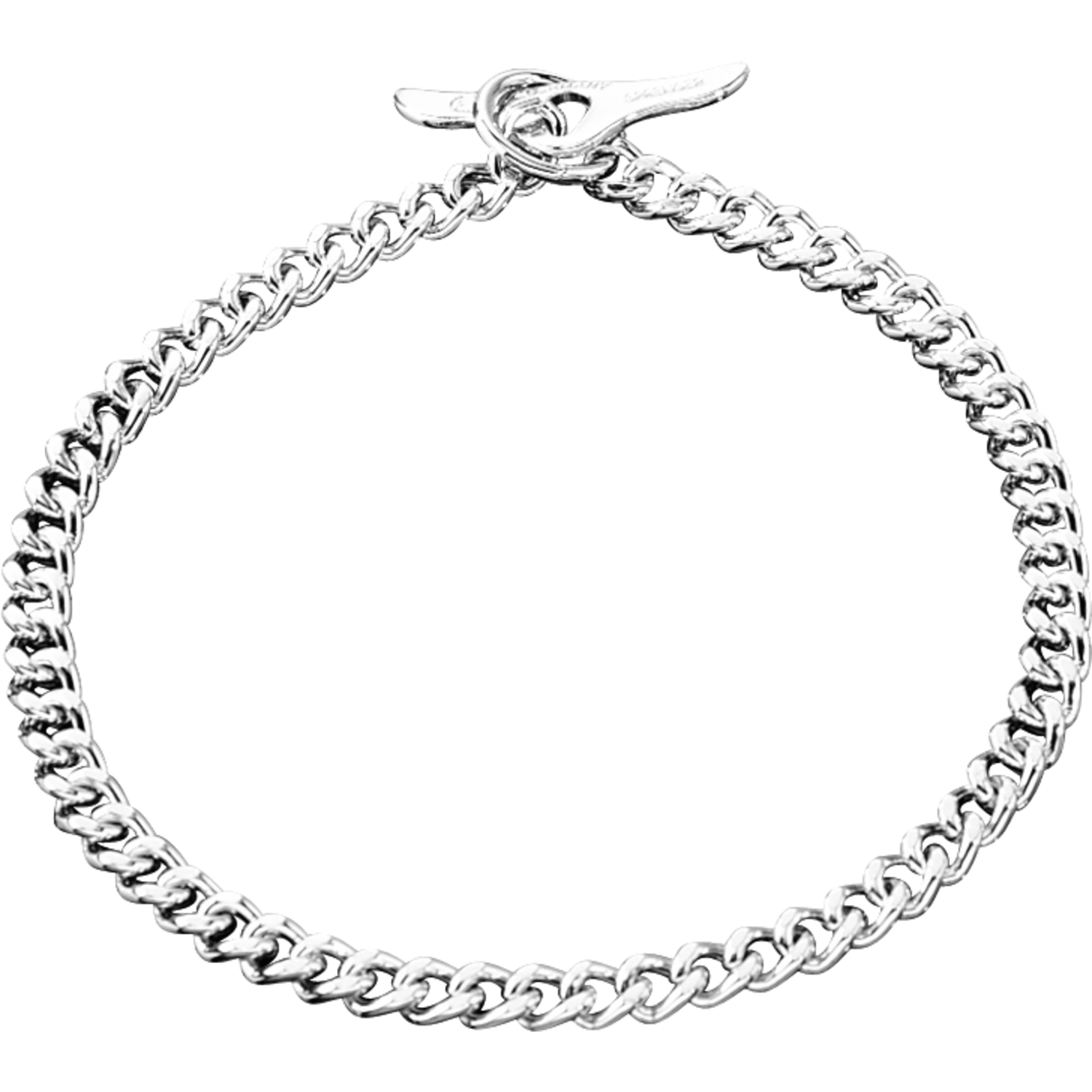 Flat Narrow Chain Link Collar with Toggle (Steel Chrome-Plated) - 3mm