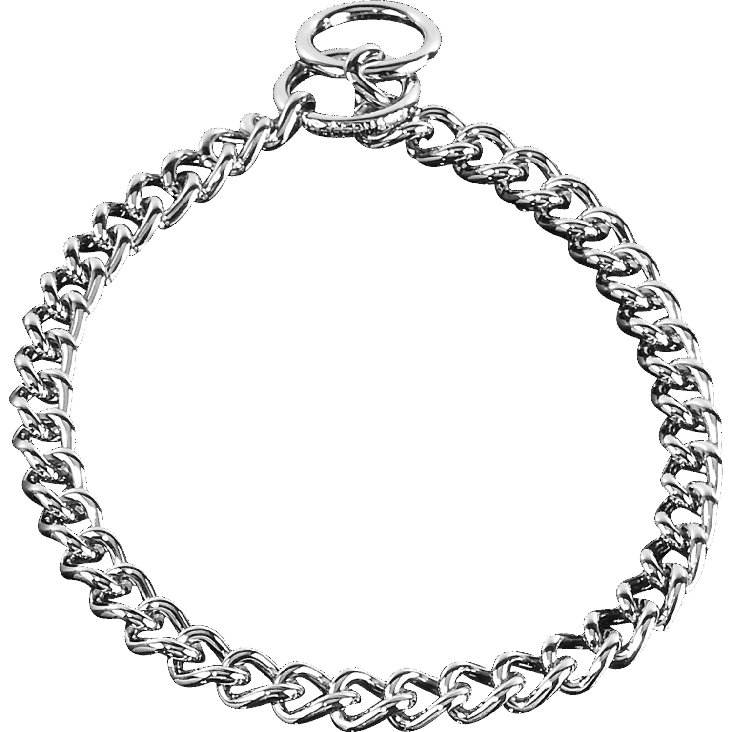 Narrow Round Chain Link Collar (Steel Chrome-Plated) - 4mm