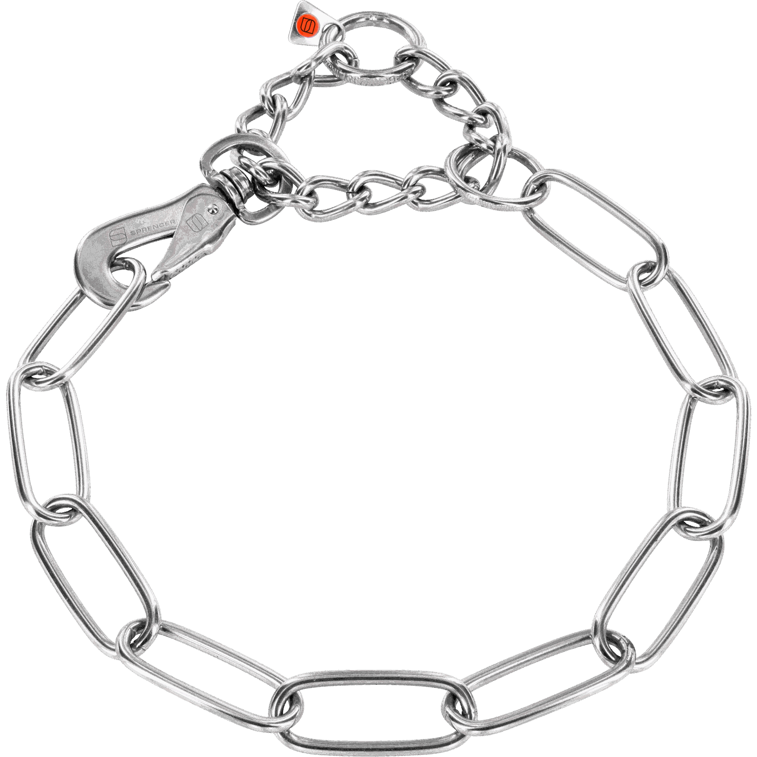 Adjustable Long Chain Link Collar with SPRENGER Hook (Stainless Steel Only) - 4mm